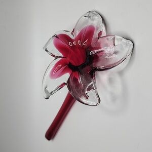 Hand-blown Glass Raspberry Hibiscus Flower